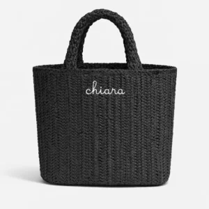 Borsa a Mano in Rafia - Nero