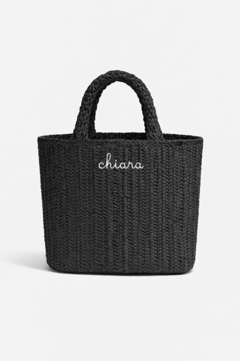 Borsa a Mano in Rafia - Nero