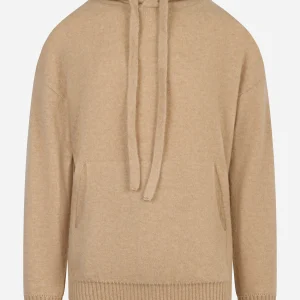 Hoodie in cashmere e seta Beige