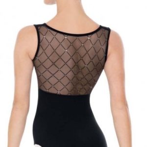 Body con schiena in rete e strass Eurotard