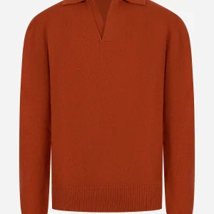 Polo in lana merinos e cashmere Arancione