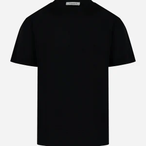 Maglia manica corta in lana merinos e cashmere Nera