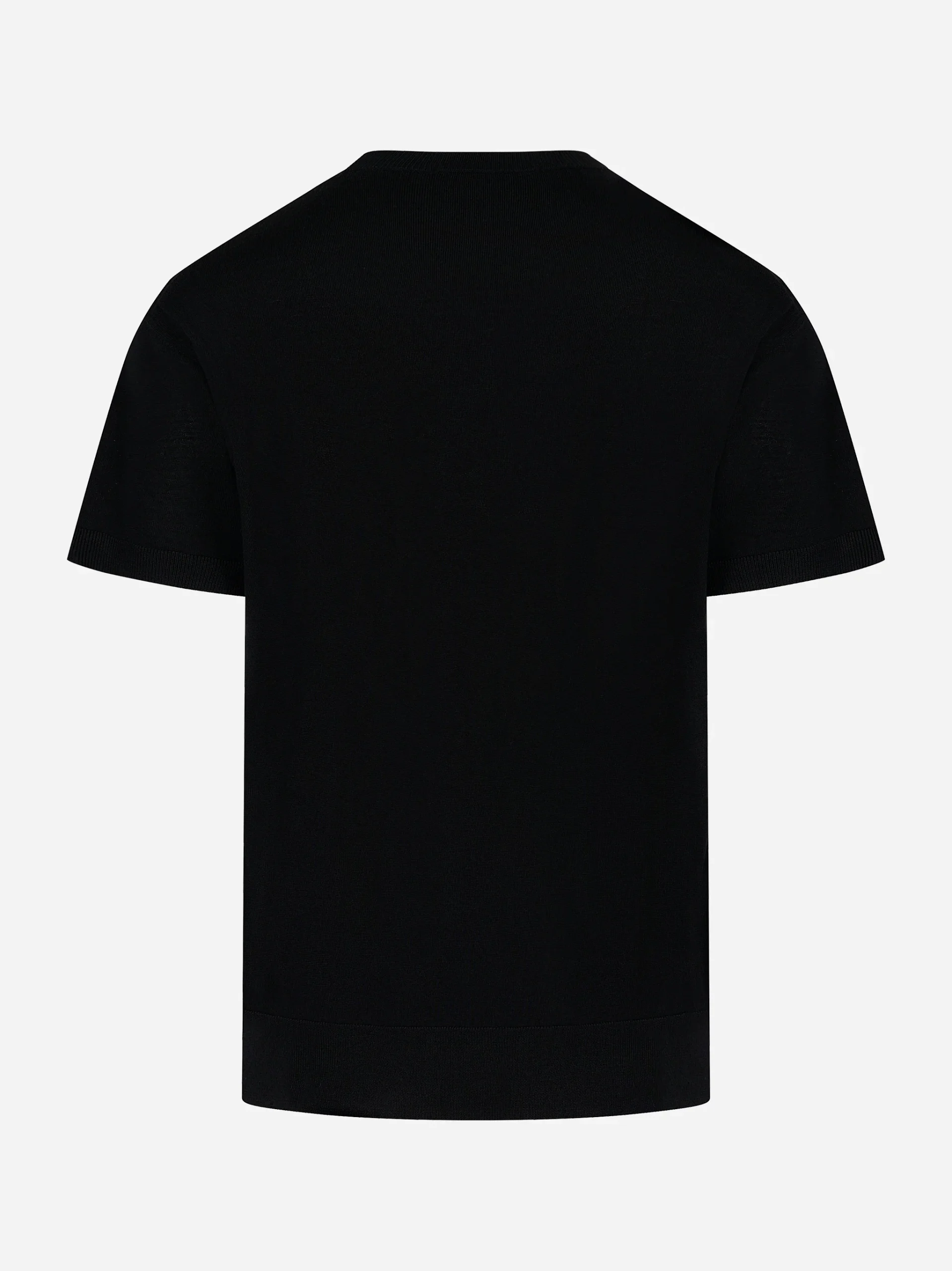 Maglia manica corta in lana merinos e cashmere Nera - immagine 6