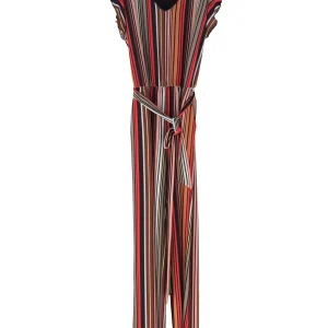 Tuta in jersey stampata a righe multicolore