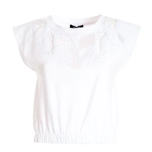 T-shirt senza maniche con trafori bianca