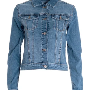 Giacca regular in denim con lavaggio medio