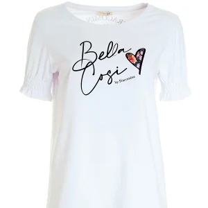 T-shirt regular in jersey bianca con stampa 'bella'