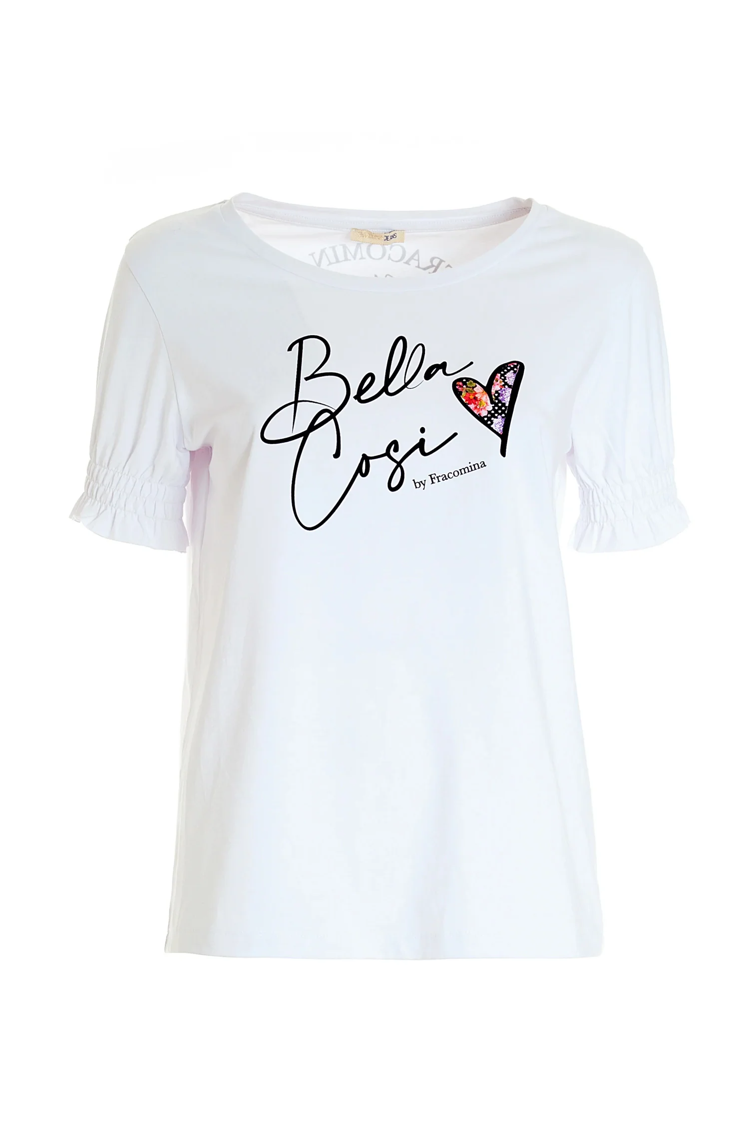 T-shirt regular in jersey bianca con stampa 'bella' - immagine 2