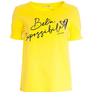 T-shirt regular in jersey gialla con stampa 'bella'