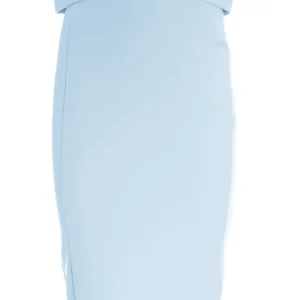 Gonna a tubino aderente in tessuto tecnico blu chiaro