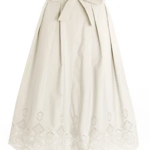 Gonna a tubino aderente in tessuto tecnico crema