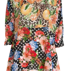 Blusa ampia con fantasia multicolor