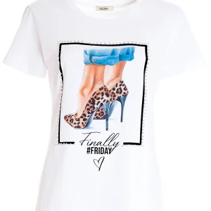 T-shirt regular in jersey con stampa bianca