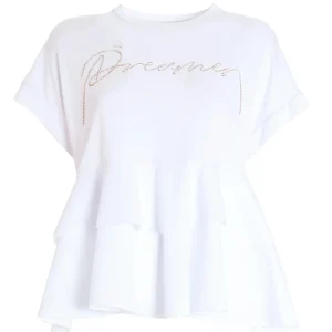 T-shirt svasata bianca in jersey