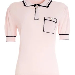 Polo slim in maglieria rosa antico
