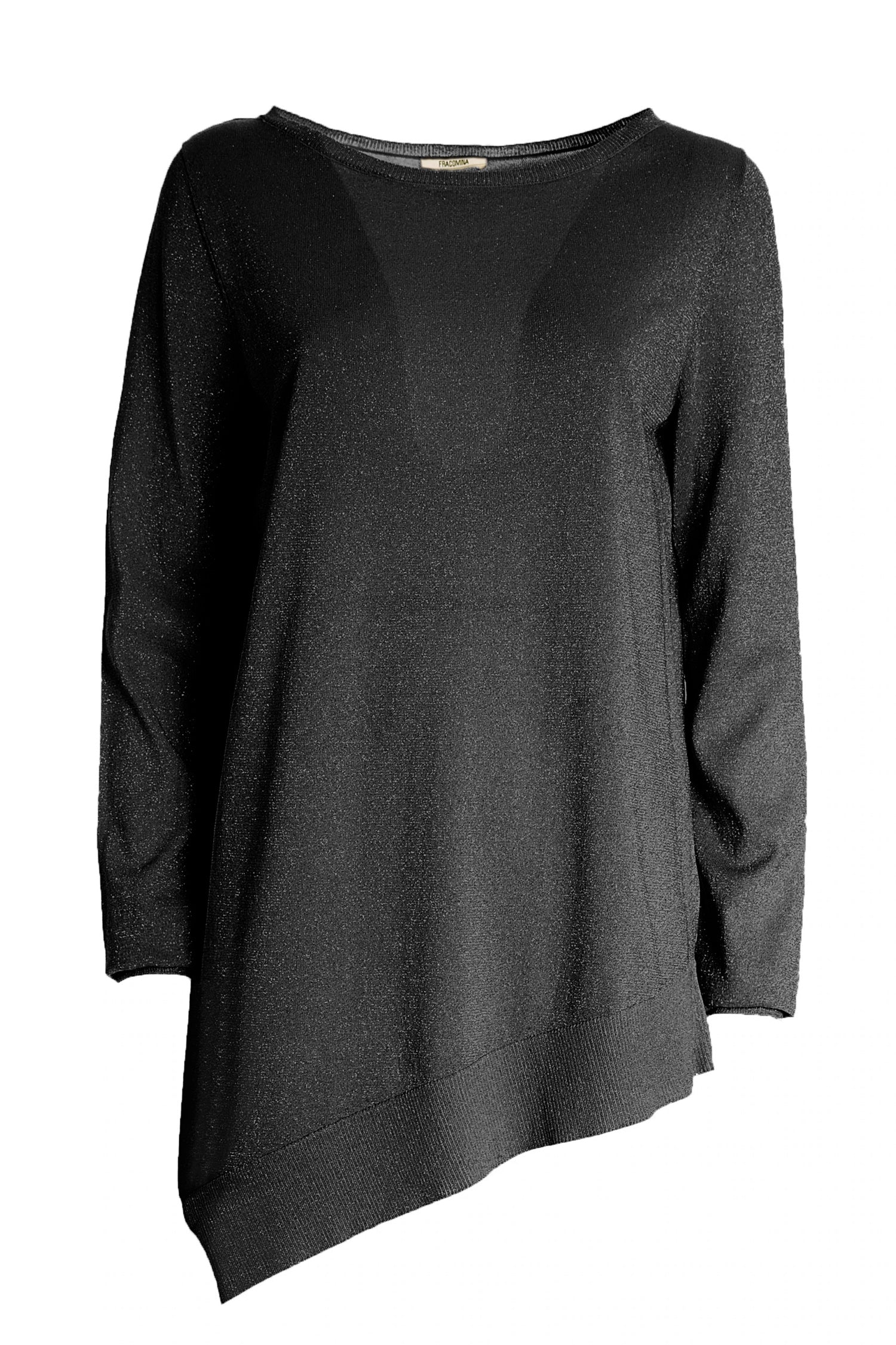 Maglia svasata con fondo asimmetrico nero - immagine 2