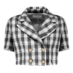 Giacca crop in boucle nera