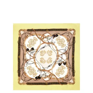 Foulard giallo chiaro ecosostenibile con stampa cinte e collane