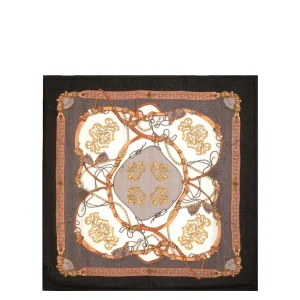 Foulard nero ecosostenibile con stampa cinte e collane