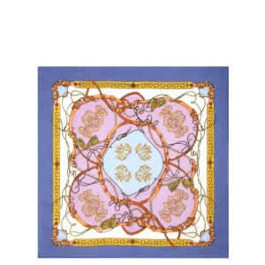 Foulard blu ecosostenibile con stampa cinte e collane