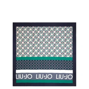 Foulard blu scuro con logo