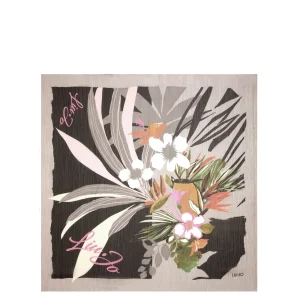 Foulard nero con stampa a fiori