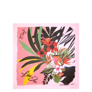 Foulard rosa polvere con stampa a fiori