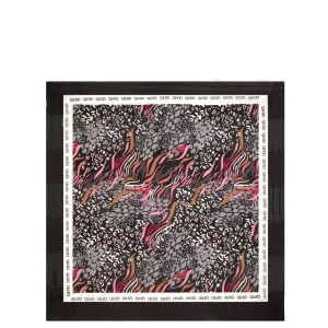 Foulard nero con stampa animalier
