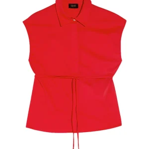 Camicia corallo in popeline con laccio