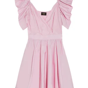 Vestito corto rosa in taffetà