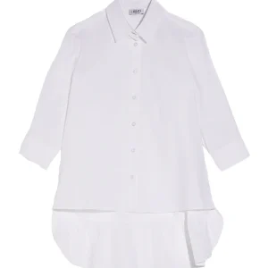 Camicia bianca in cotone con volant