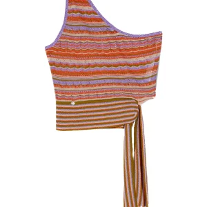 Top monospalla multicolor in maglia