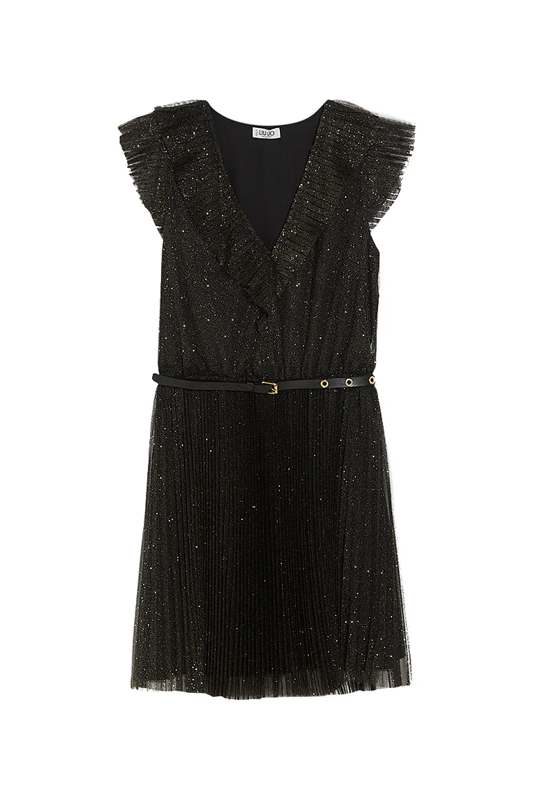 Vestito nero in tulle glitterato - immagine 2
