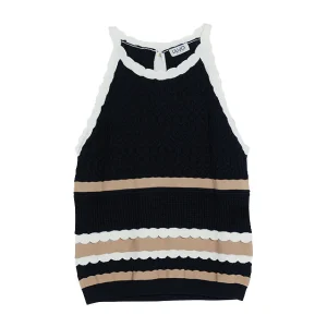 Top nero a righe in crochet