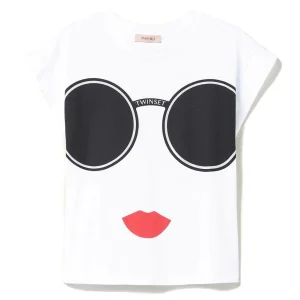 T-shirt con stampa bianca