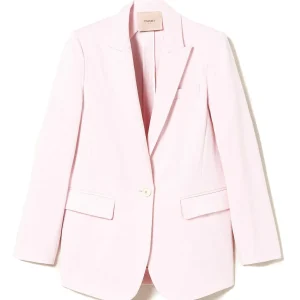 Giacca blazer in raso opaco rosa