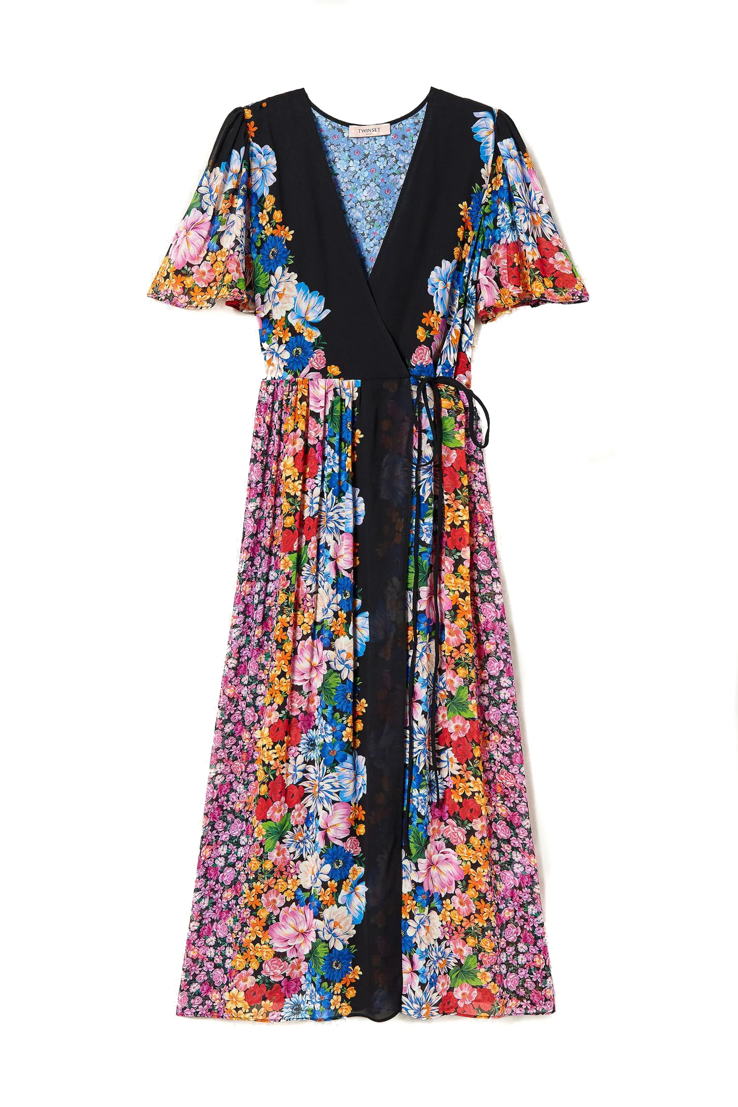 Abito a portafoglio in georgette a fiori - immagine 2