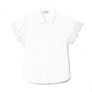 Camicia bianca in popeline con pizzo