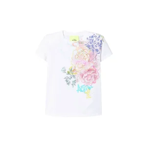 T-shirt MYFO bianca con spalline e stampa a fiori