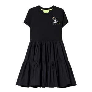 Abito corto MYFO nero con ricamo logo