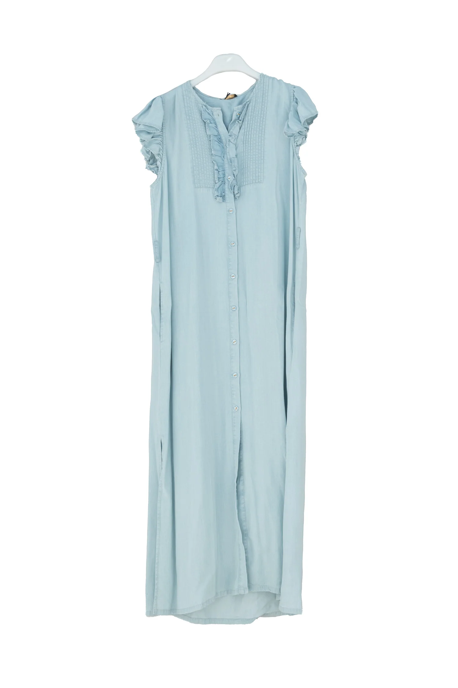 Abito chemisier in denim chiaro con cinta - immagine 2