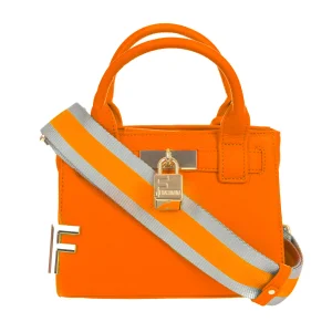 Borsa mini arancio in eco pelle con tracolla colorata
