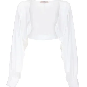 Bolero regular bianco in tessuto fluido