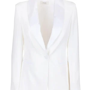 Blazer regular monopetto bianco in tessuto tecnico