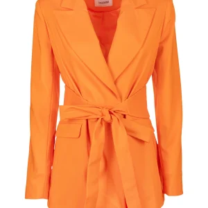Blazer regular lungo arancione in tessuto tecnico