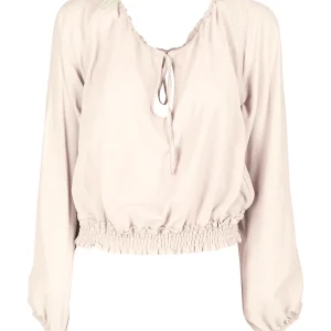 Blusa ampia crema in crèpe de chine