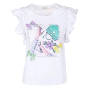 T-shirt regular bianca in jersey con stampa