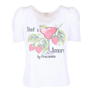 T-shirt regular bianca in jersey stretch con stampa that's amore