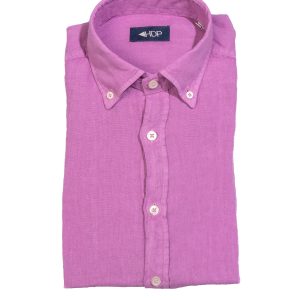 Camicia button down fucsia in lino