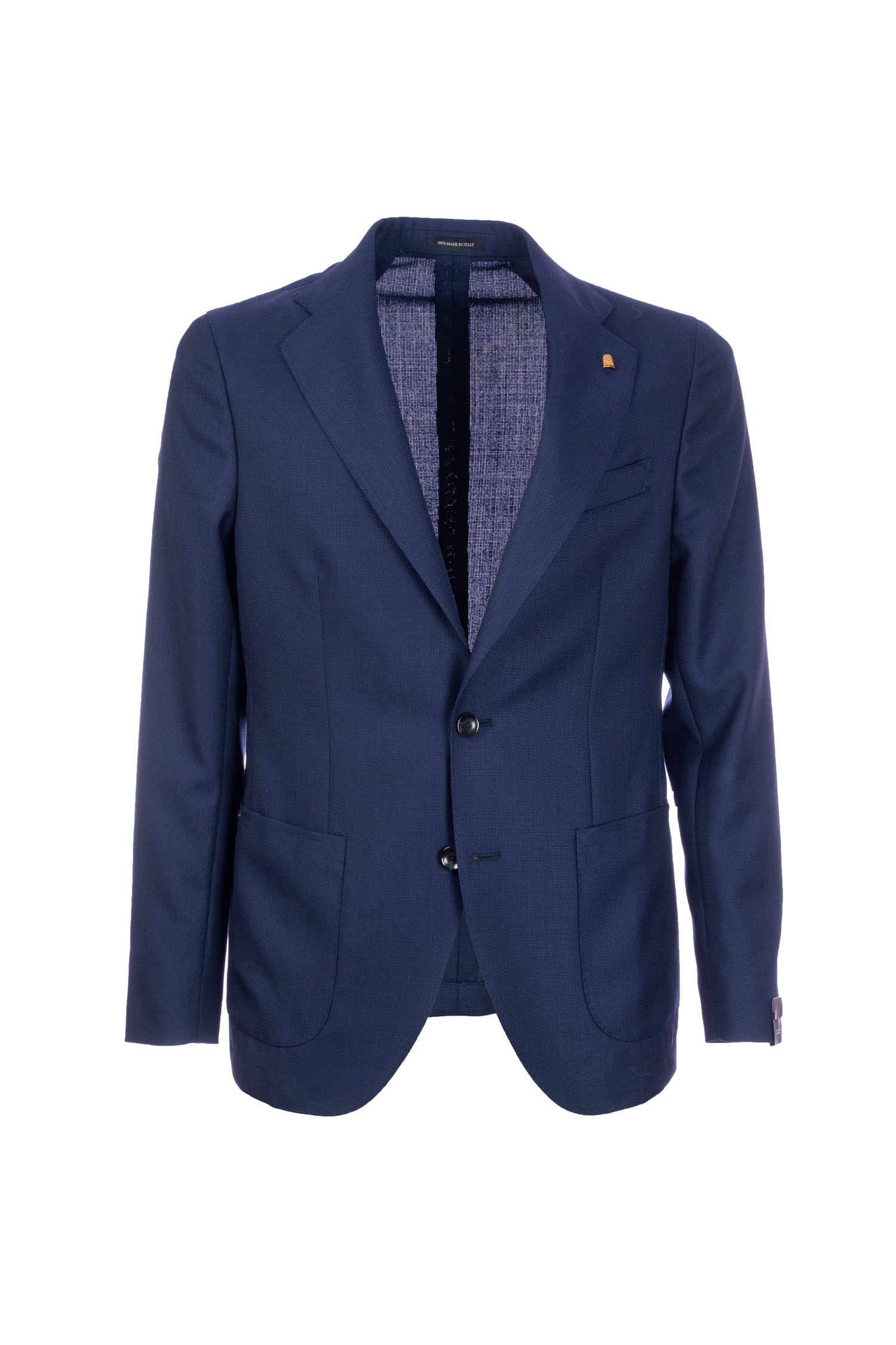 Giacca blu due bottoni sfoderata in lana vergine